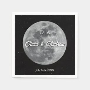 Serviette En Papier Nuit étoilée de mariage sous la pleine lune du cie