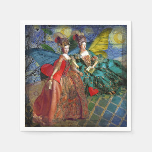 Serviette En Papier Nuit étoilée Demoiselles Rococo Ailes de Papillon