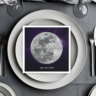 Serviette En Papier Nuit étoilée moderne Mariage pleine lune 