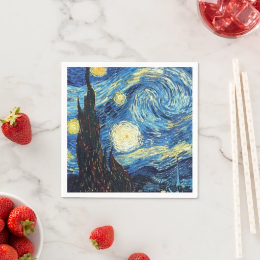 Serviette En Papier Nuit étoilée par Van Gogh (En situation)