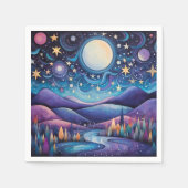 Serviette En Papier Nuit lunaire Big Moon Paysage (Devant)