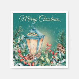 Serviette En Papier Nuit neigeuse Papier à lanterne de Noël Napkin