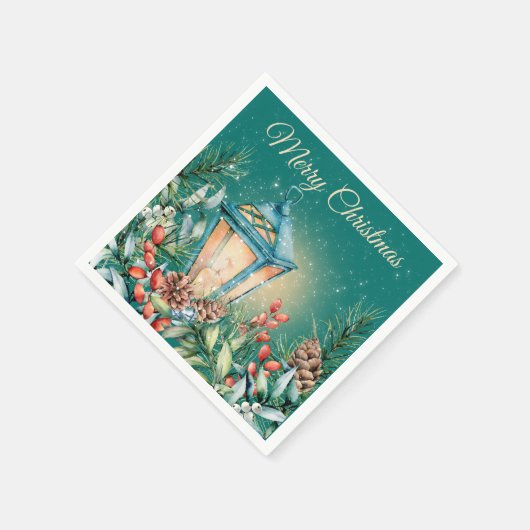 Serviette En Papier Nuit neigeuse Papier à lanterne de Noël Napkin (Coin)