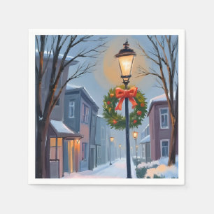 Serviette En Papier Nuit silencieuse Guirlande de Noël de Watercolor