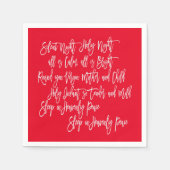 Serviette En Papier Nuit Silencieuse Noël Carol Lyrics Rouge Blanc (Devant)