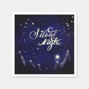 Serviette En Papier Nuit silencieuse, nuit sainte - Scène de neige sci