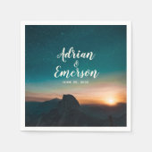 Serviette En Papier Nuit Sky Mountain Galaxy Sunrise Mariage moderne (Devant)