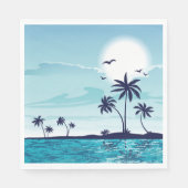 Serviette En Papier Nuit sur la plage avec oiseaux de lune Palm Tree O (Devant)