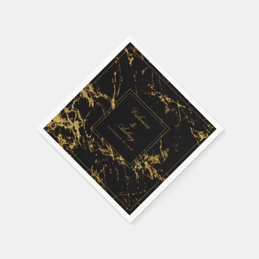 Serviette En Papier Nuits En Granite & Or Mariage 5 Pouces Cocktail (Coin)