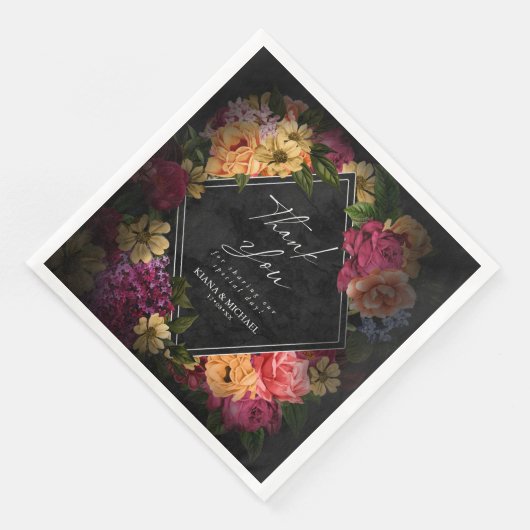 Serviette En Papier Nuits Sultry Floral Mariage ID829 (Coin)
