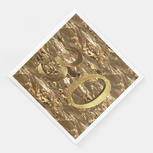 Serviette En Papier Numéro 30 30e anniversaire Mariage or (Coin)