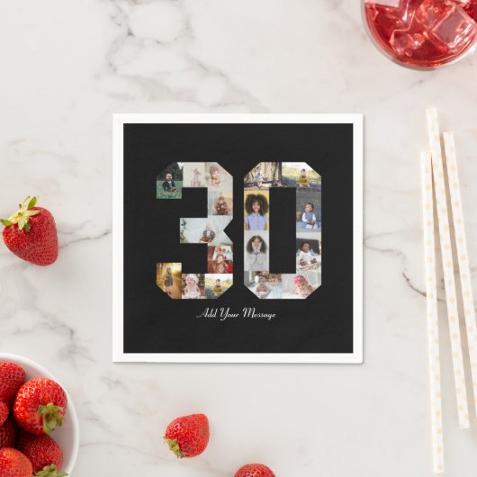 Serviette En Papier Numéro 30 Collage photo (En situation)