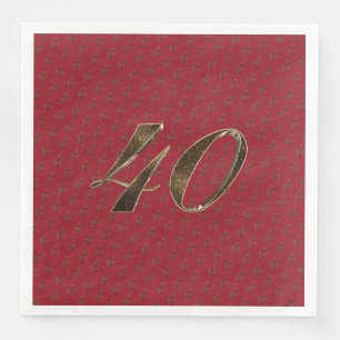 Serviette En Papier Numéro 40 40e anniversaire Ruby Typographie d'or
