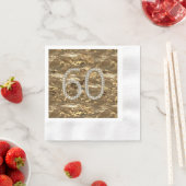 Serviette En Papier Numéro 60 Diamond Mariage Anniversaire Gold Chic (En situation)
