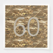 Serviette En Papier Numéro 60 Diamond Mariage Anniversaire Gold Chic (Devant)