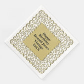 Serviette En Papier Numéro 80e anniversaire Motif pétoncles or/blanc (Coin)