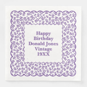Serviette En Papier Numéro 80e anniversaire Motif pétoncles violet/bla