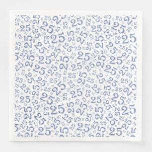 Serviette En Papier Numéro aléatoire 25e âge Motif bleu/blanc