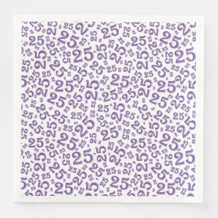 Serviette En Papier Numéro aléatoire 25e âge Motif violet/blanc