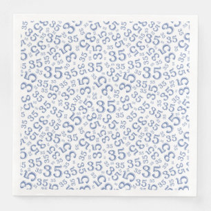 Serviette En Papier Numéro aléatoire 35e âge Motif bleu/blanc