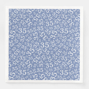 Serviette En Papier Numéro aléatoire 35e âge Motif bleu/blanc