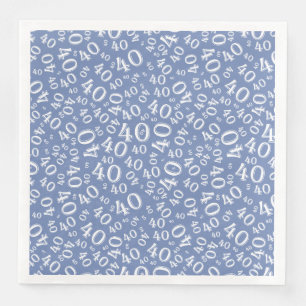 Serviette En Papier Numéro aléatoire 40e âge Motif bleu/blanc