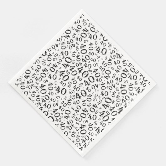 Serviette En Papier Numéro aléatoire 40e âge Motif noir/blanc (Coin)