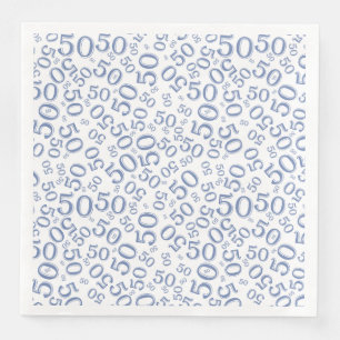 Serviette En Papier Numéro aléatoire 50e âge Motif bleu/blanc