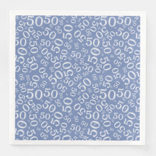 Serviette En Papier Numéro aléatoire 50e âge Motif bleu/blanc