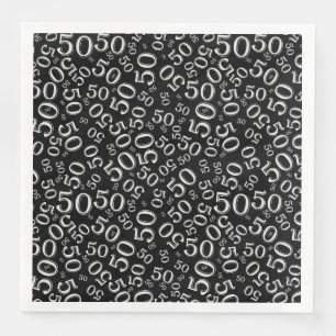 Serviette En Papier Numéro aléatoire 50e âge Motif noir/blanc
