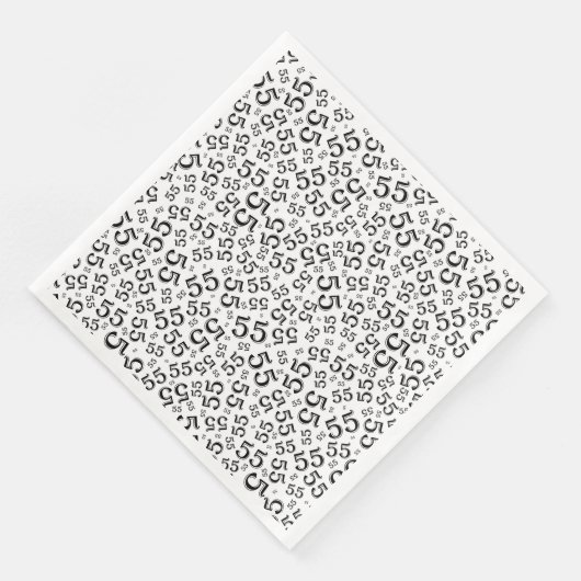 Serviette En Papier Numéro aléatoire 55e âge Motif noir/blanc (Coin)