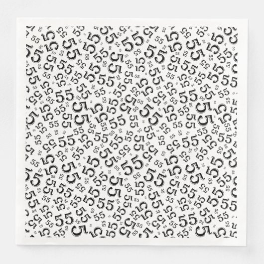 Serviette En Papier Numéro aléatoire 55e âge Motif noir/blanc (Devant)