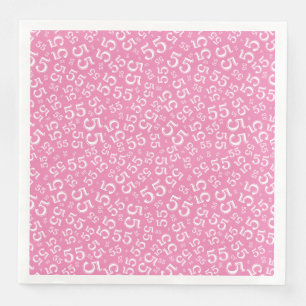 Serviette En Papier Numéro aléatoire 55e âge Motif rose/blanc