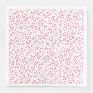 Serviette En Papier Numéro aléatoire 55e âge Motif rose/blanc