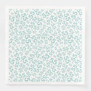 Serviette En Papier Numéro aléatoire 55e âge Motif Turquoise/blanc