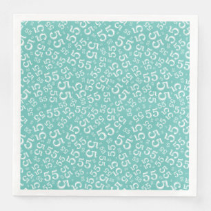 Serviette En Papier Numéro aléatoire 55e âge Motif Turquoise/blanc