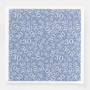 Serviette En Papier Numéro aléatoire du 30e âge Motif bleu/blanc