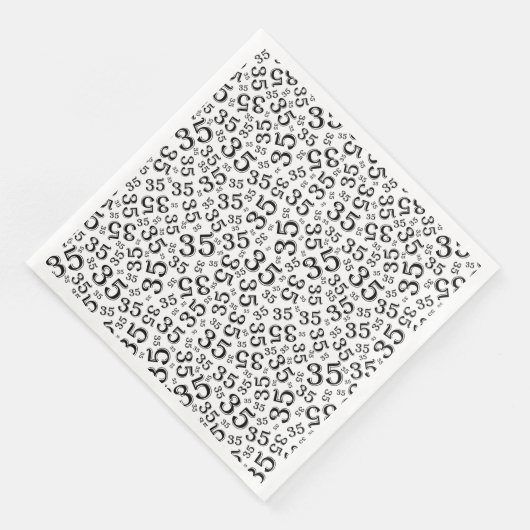Serviette En Papier Numéro aléatoire du 35e âge Motif noir/blanc (Coin)