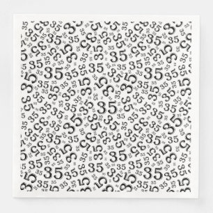 Serviette En Papier Numéro aléatoire du 35e âge Motif noir/blanc
