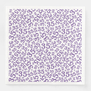 Serviette En Papier Numéro aléatoire du 35e âge Motif violet/blanc