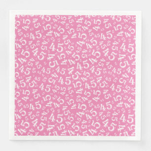 Serviette En Papier Numéro aléatoire du 45e âge Motif rose/blanc