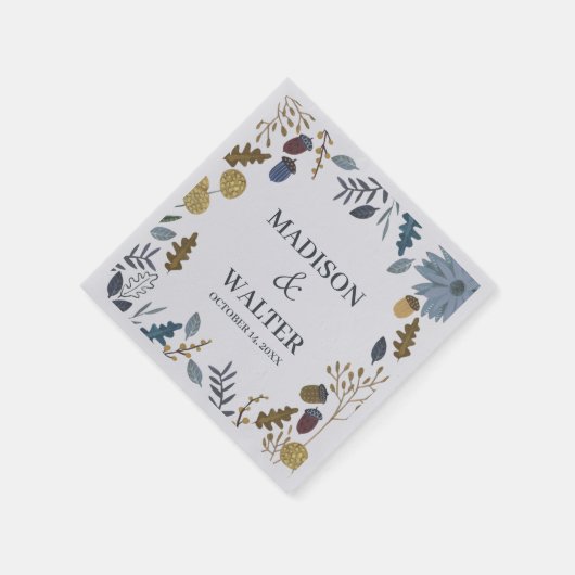 Serviette En Papier Numéro de table de mariage de feuilles d'automne r (Coin)