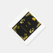 Serviette En Papier Numéro de table de mariage noir et or (Coin)