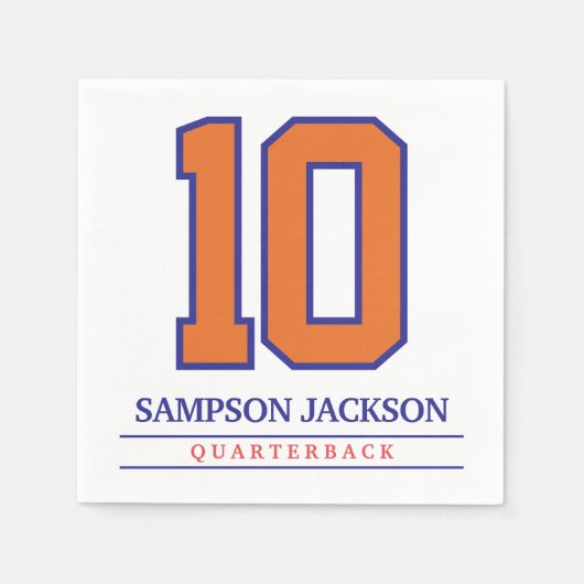 Serviette En Papier Numéro et nom du joueur sportif (Devant)