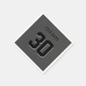 Serviette En Papier Numéro et nom personnalisés en noir simple (Coin)