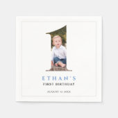 Serviette En Papier Numéro photo minimaliste 1 Anniversaire (Devant)