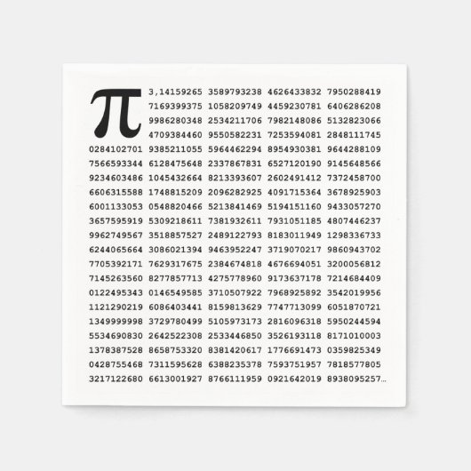 Serviette En Papier Numéro Pi 1000 Premiers Chiffres | Symbole mathéma (Devant)