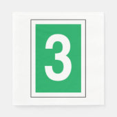 Serviette En Papier Numéro Trois Serviettes Blanches Et Vertes (Devant)