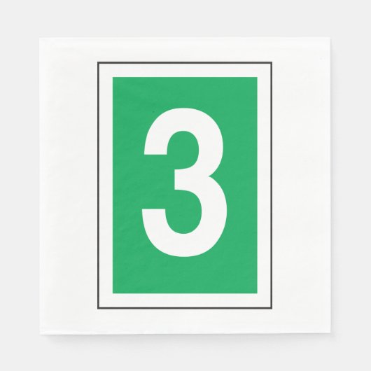 Serviette En Papier Numéro Trois Serviettes Blanches Et Vertes (Devant)