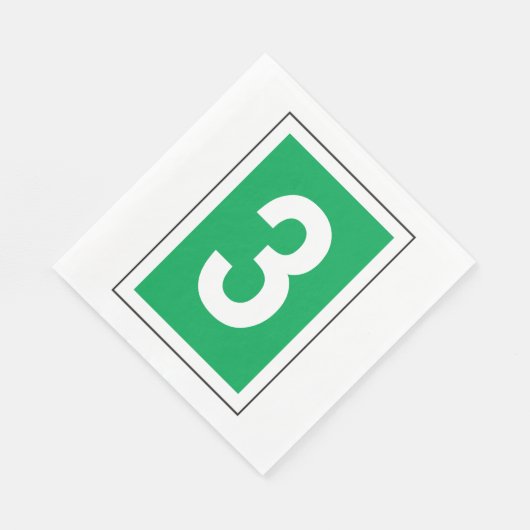 Serviette En Papier Numéro Trois Serviettes Blanches Et Vertes (Coin)